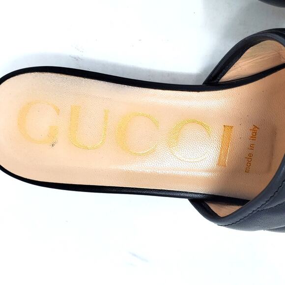Gucci Marmont Double G Flat Sandals Quilted Black Leather 646169 Size 36.5 - Picture 8 of 10